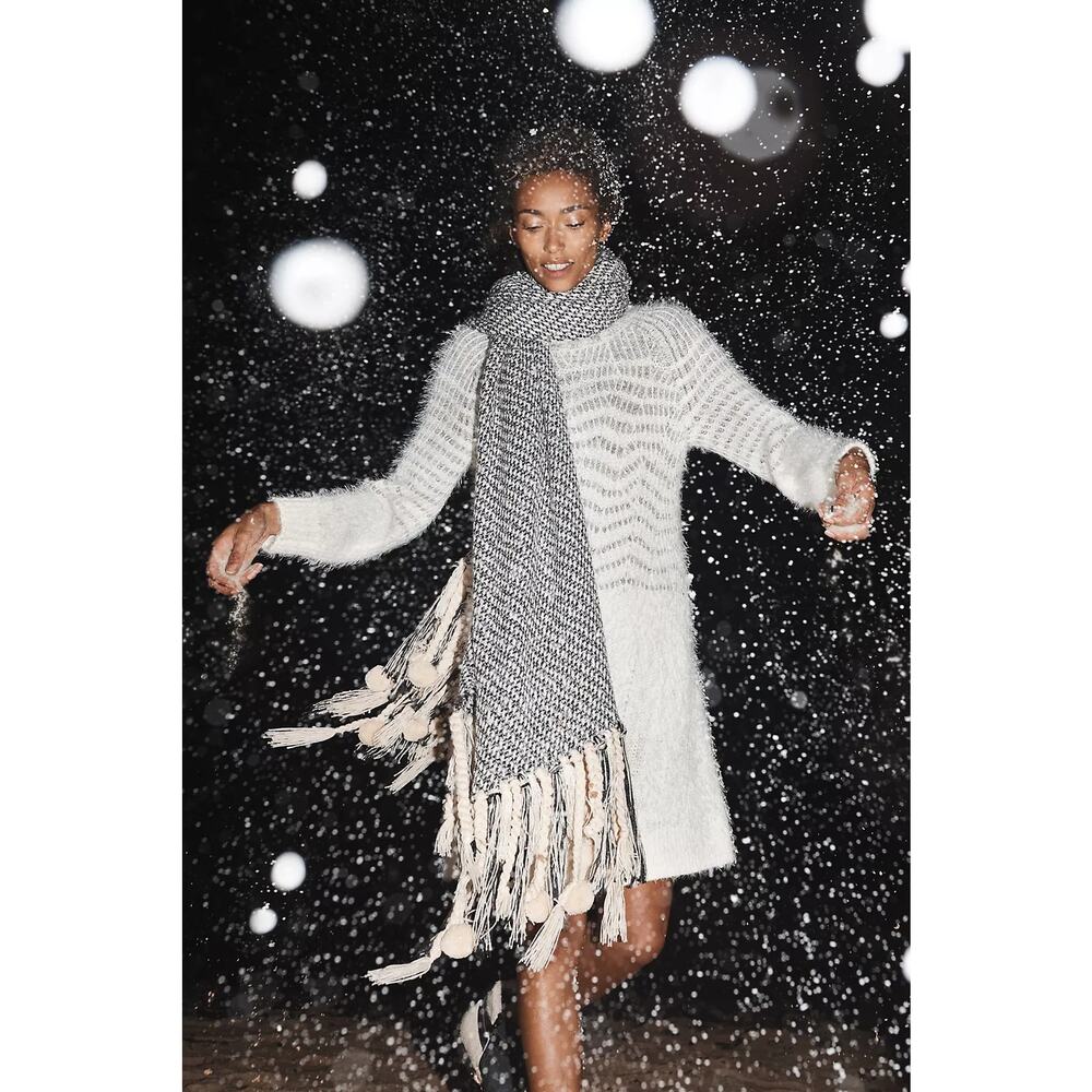 New Anthropologie Sleeping on Snow Eyelash Sweater Dress $148 X-LARGE GRAY